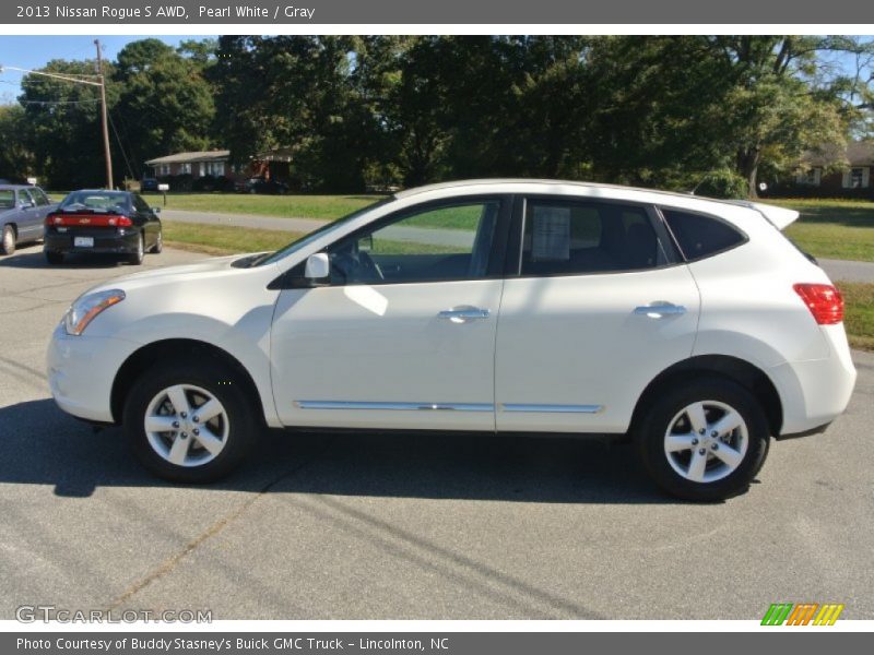 Pearl White / Gray 2013 Nissan Rogue S AWD