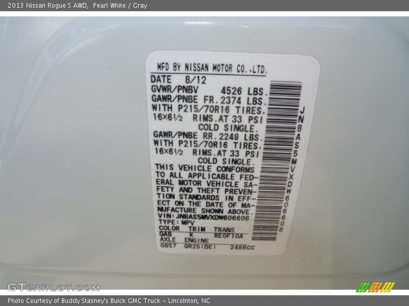 Pearl White / Gray 2013 Nissan Rogue S AWD