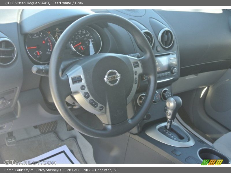 Pearl White / Gray 2013 Nissan Rogue S AWD