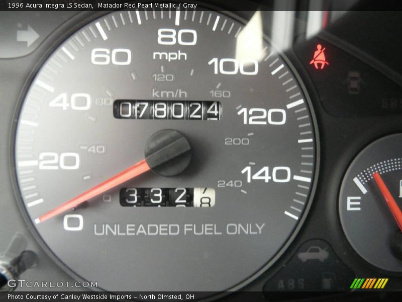 Matador Red Pearl Metallic / Gray 1996 Acura Integra LS Sedan