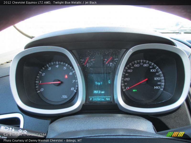 Twilight Blue Metallic / Jet Black 2012 Chevrolet Equinox LTZ AWD