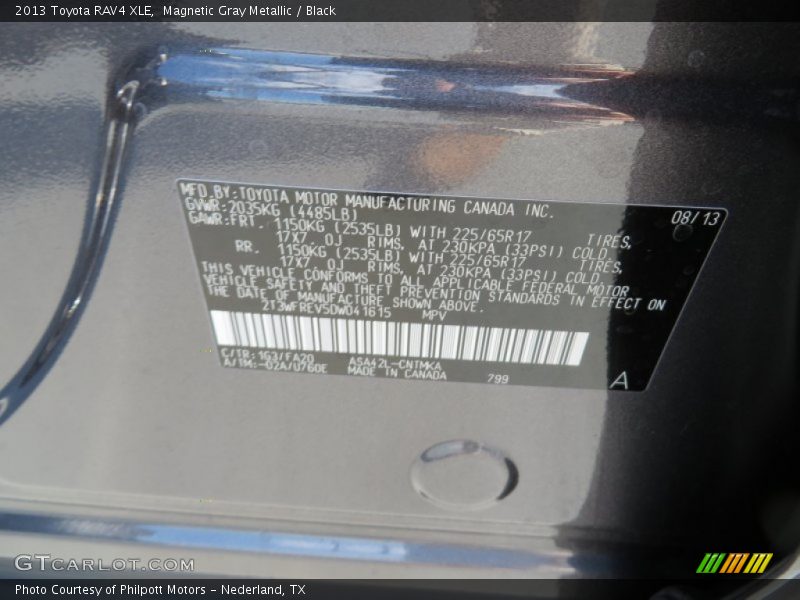 Magnetic Gray Metallic / Black 2013 Toyota RAV4 XLE