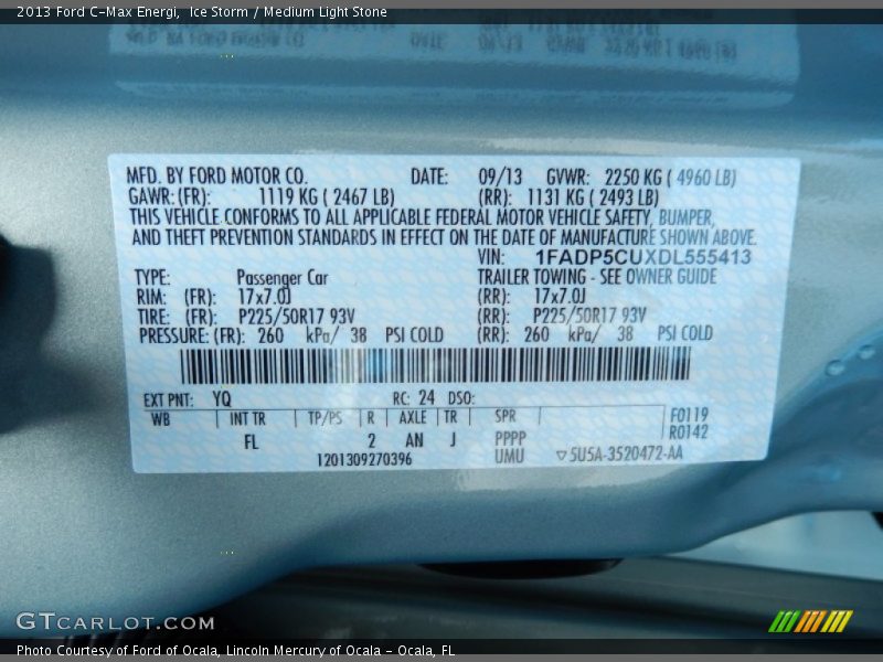 2013 C-Max Energi Ice Storm Color Code YQ