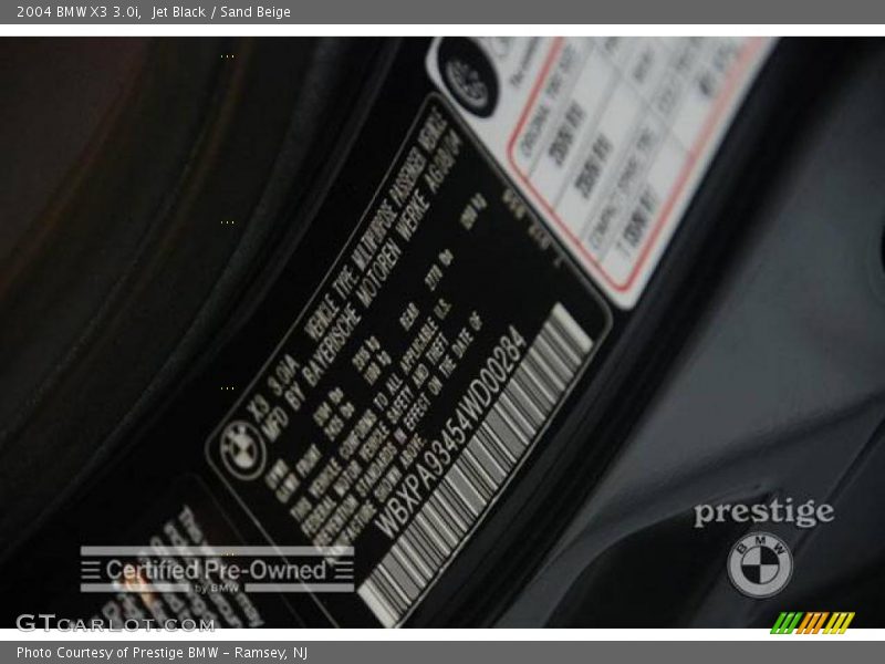 Jet Black / Sand Beige 2004 BMW X3 3.0i