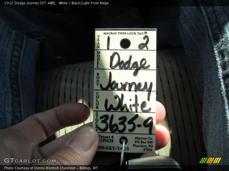 White / Black/Light Frost Beige 2012 Dodge Journey SXT AWD