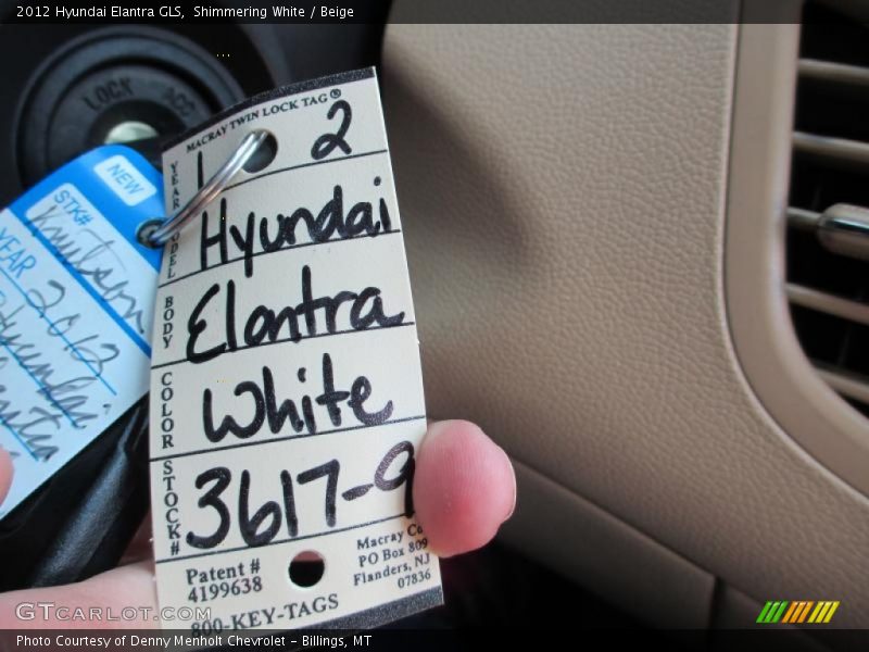 Shimmering White / Beige 2012 Hyundai Elantra GLS