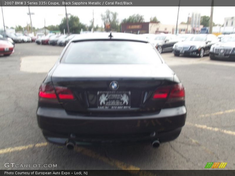Black Sapphire Metallic / Coral Red/Black 2007 BMW 3 Series 335i Coupe