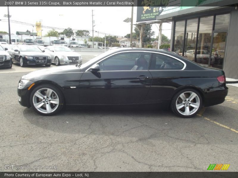 Black Sapphire Metallic / Coral Red/Black 2007 BMW 3 Series 335i Coupe