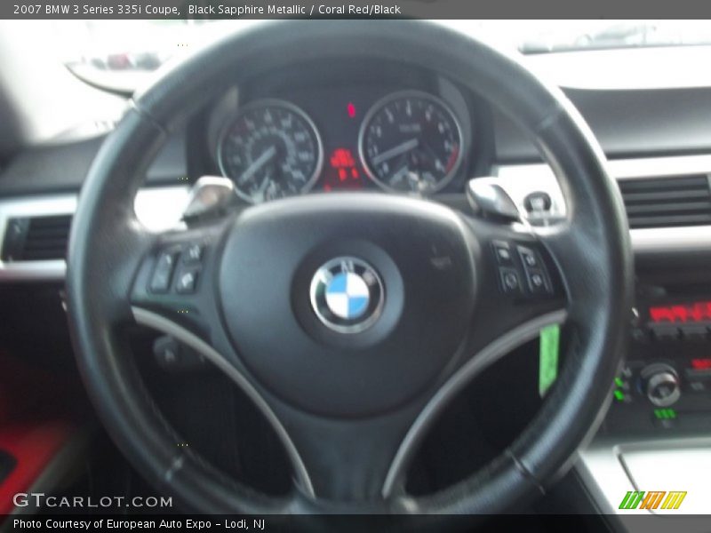 Black Sapphire Metallic / Coral Red/Black 2007 BMW 3 Series 335i Coupe