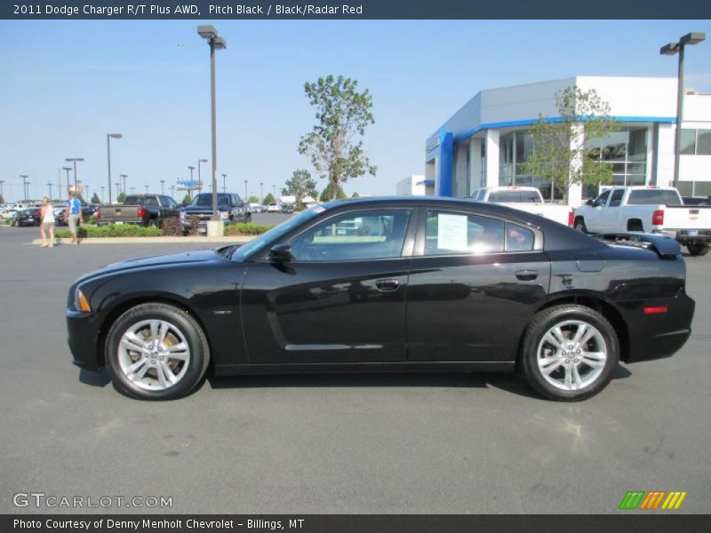 Pitch Black / Black/Radar Red 2011 Dodge Charger R/T Plus AWD