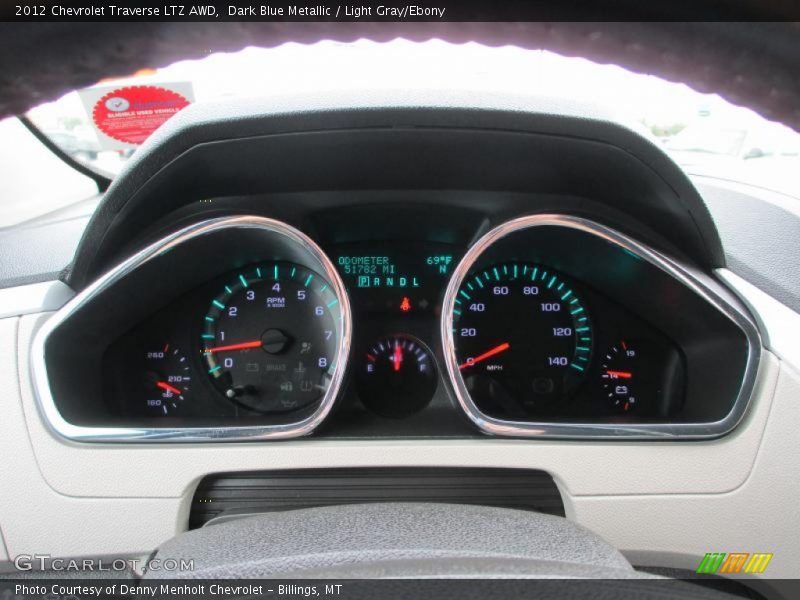 Dark Blue Metallic / Light Gray/Ebony 2012 Chevrolet Traverse LTZ AWD