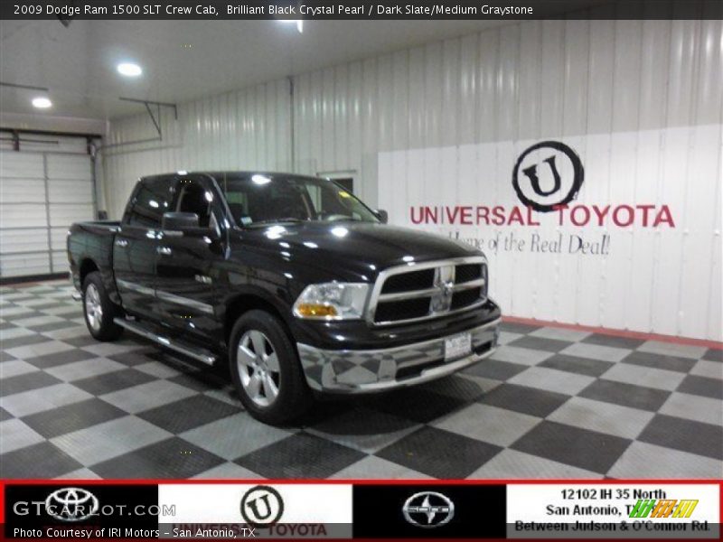 Brilliant Black Crystal Pearl / Dark Slate/Medium Graystone 2009 Dodge Ram 1500 SLT Crew Cab