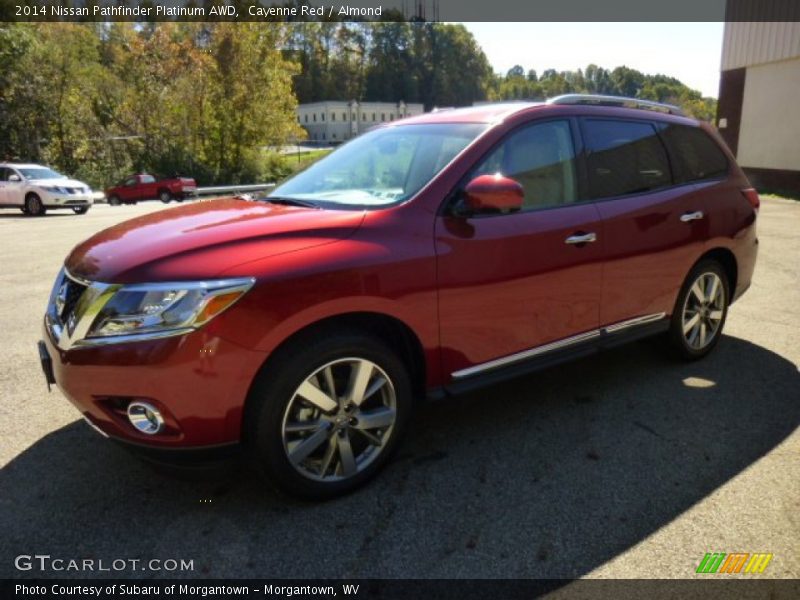 Cayenne Red / Almond 2014 Nissan Pathfinder Platinum AWD