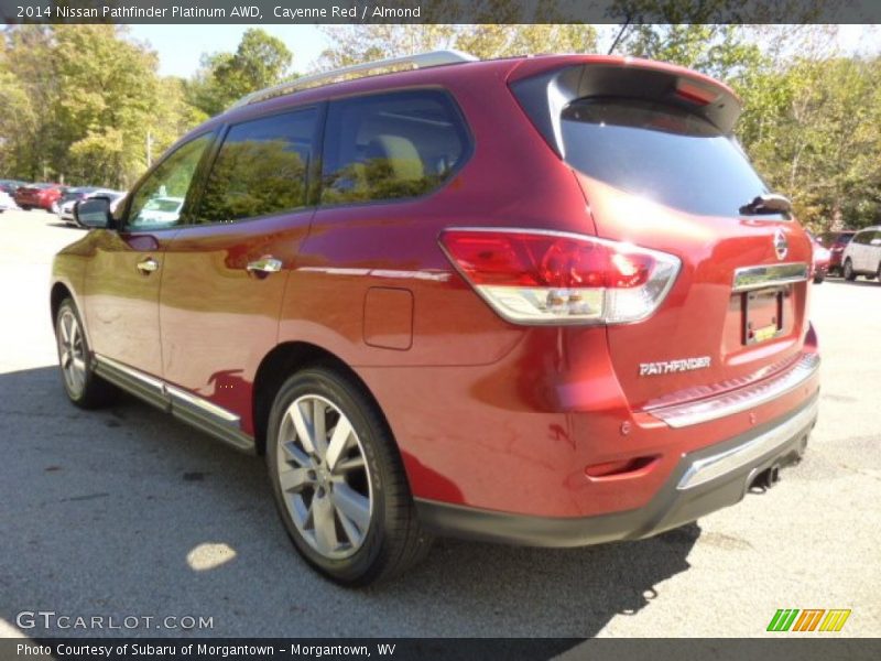 Cayenne Red / Almond 2014 Nissan Pathfinder Platinum AWD