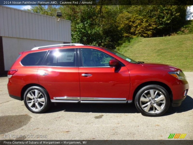Cayenne Red / Almond 2014 Nissan Pathfinder Platinum AWD