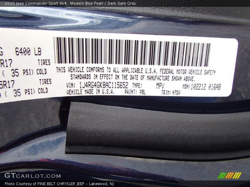 Modern Blue Pearl / Dark Slate Gray 2010 Jeep Commander Sport 4x4