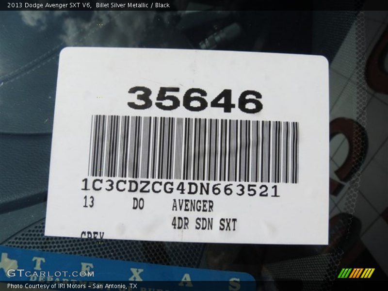 Billet Silver Metallic / Black 2013 Dodge Avenger SXT V6