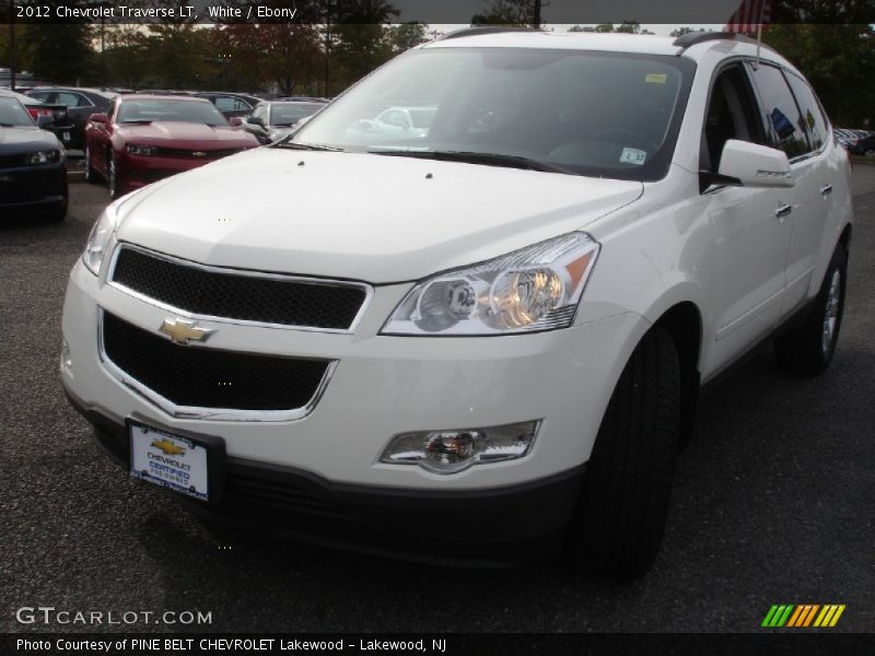 White / Ebony 2012 Chevrolet Traverse LT