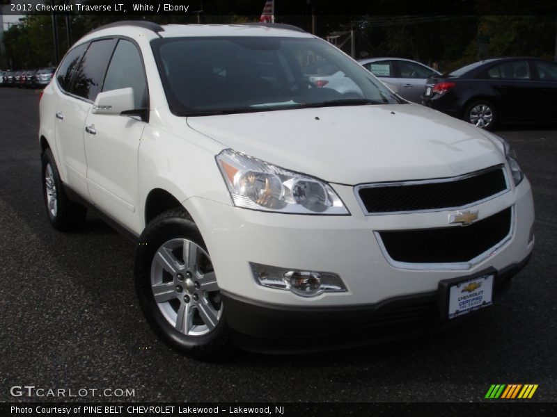 White / Ebony 2012 Chevrolet Traverse LT