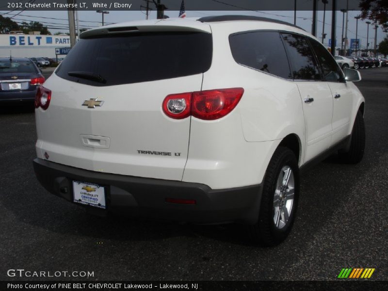 White / Ebony 2012 Chevrolet Traverse LT
