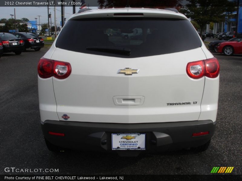 White / Ebony 2012 Chevrolet Traverse LT