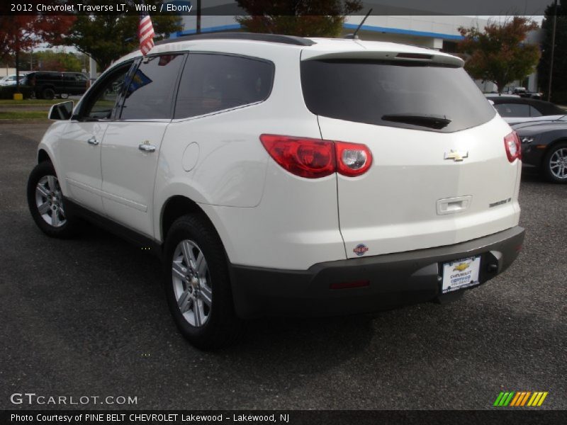 White / Ebony 2012 Chevrolet Traverse LT
