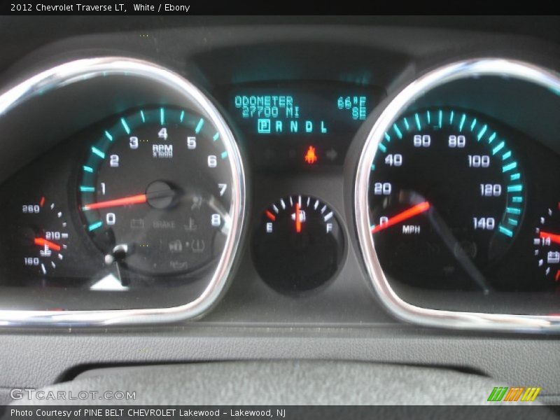 White / Ebony 2012 Chevrolet Traverse LT
