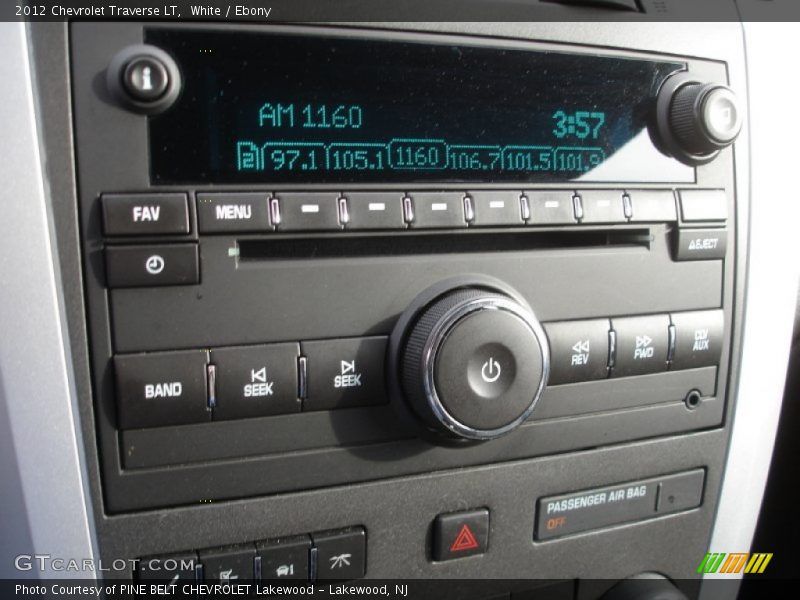 White / Ebony 2012 Chevrolet Traverse LT