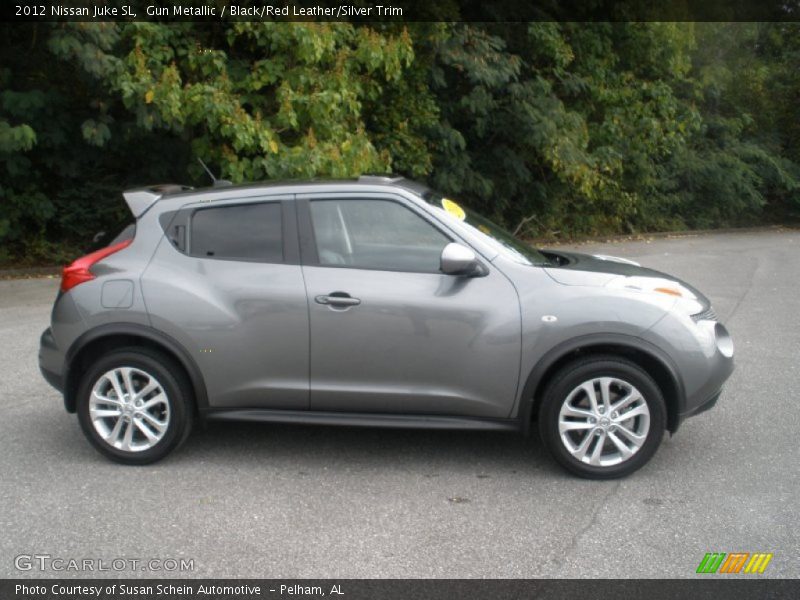 Gun Metallic / Black/Red Leather/Silver Trim 2012 Nissan Juke SL