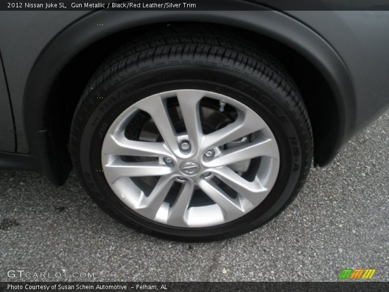 Gun Metallic / Black/Red Leather/Silver Trim 2012 Nissan Juke SL