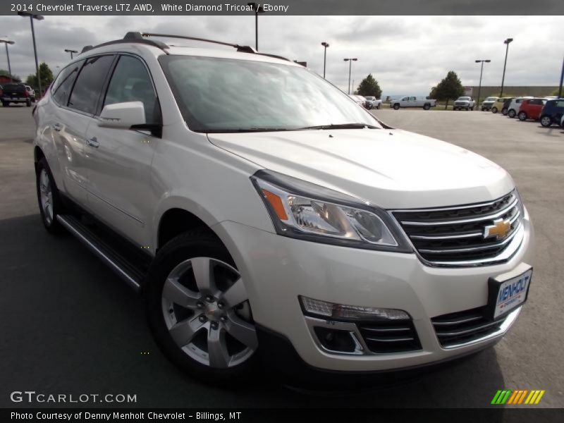 White Diamond Tricoat / Ebony 2014 Chevrolet Traverse LTZ AWD