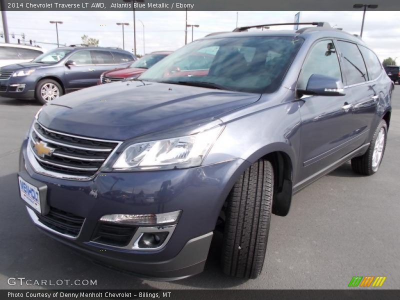 Atlantis Blue Metallic / Ebony 2014 Chevrolet Traverse LT AWD