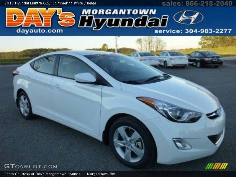 Shimmering White / Beige 2013 Hyundai Elantra GLS