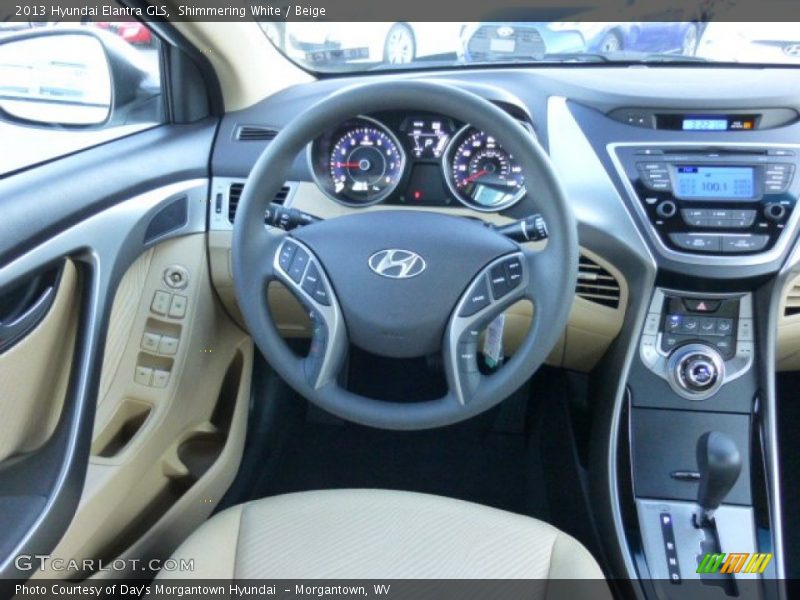 Shimmering White / Beige 2013 Hyundai Elantra GLS