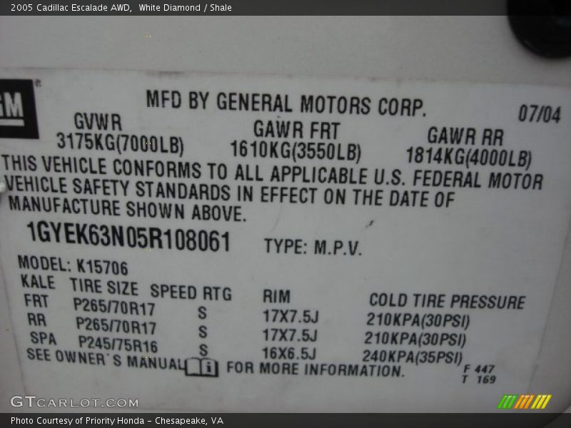White Diamond / Shale 2005 Cadillac Escalade AWD