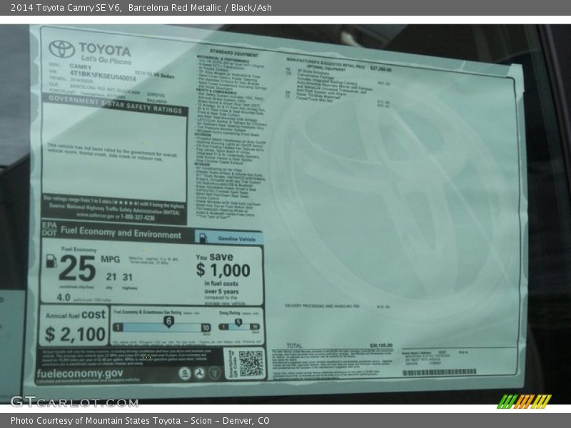 Barcelona Red Metallic / Black/Ash 2014 Toyota Camry SE V6