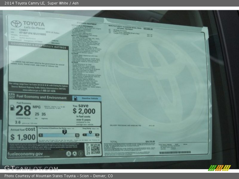 Super White / Ash 2014 Toyota Camry LE