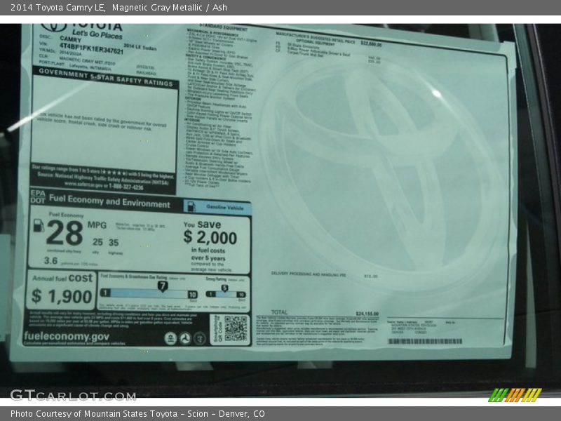 Magnetic Gray Metallic / Ash 2014 Toyota Camry LE