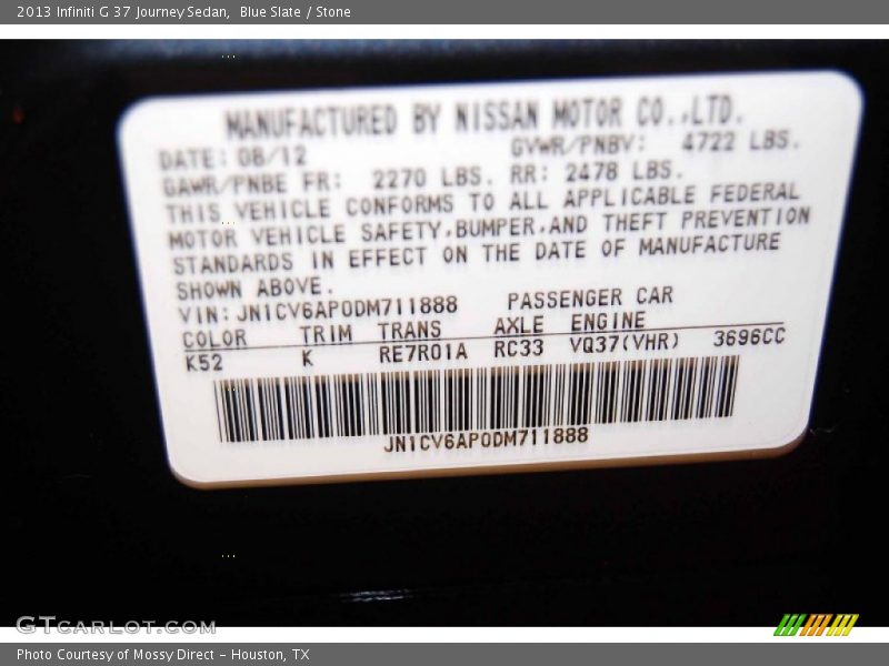 Blue Slate / Stone 2013 Infiniti G 37 Journey Sedan