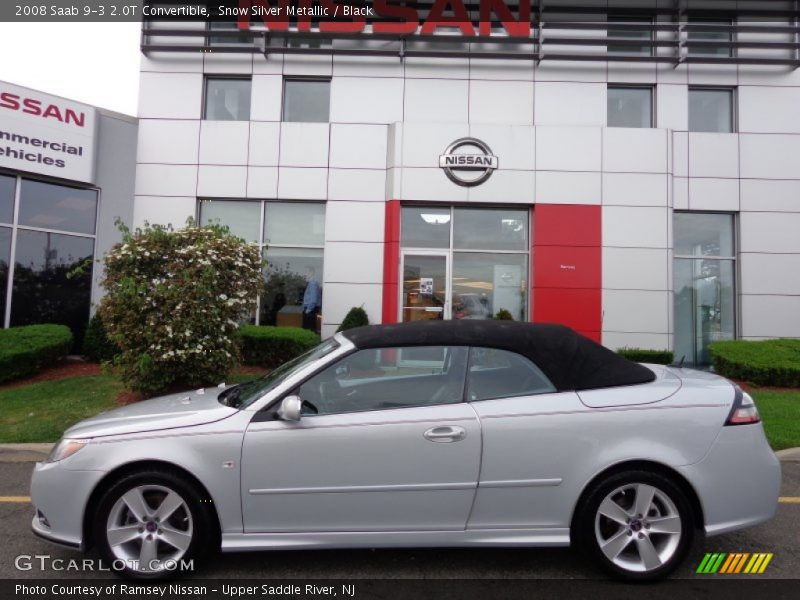 Snow Silver Metallic / Black 2008 Saab 9-3 2.0T Convertible