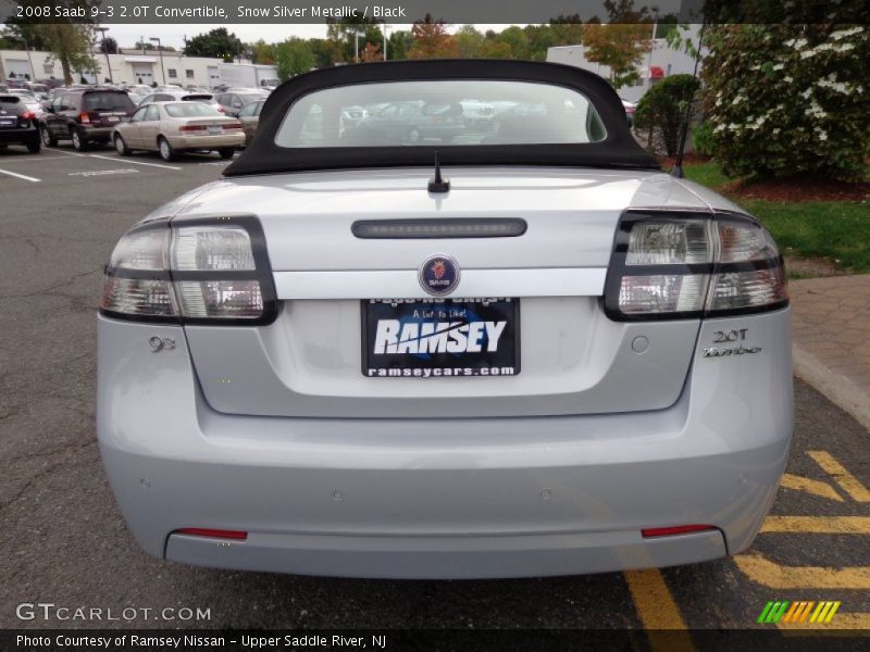 Snow Silver Metallic / Black 2008 Saab 9-3 2.0T Convertible