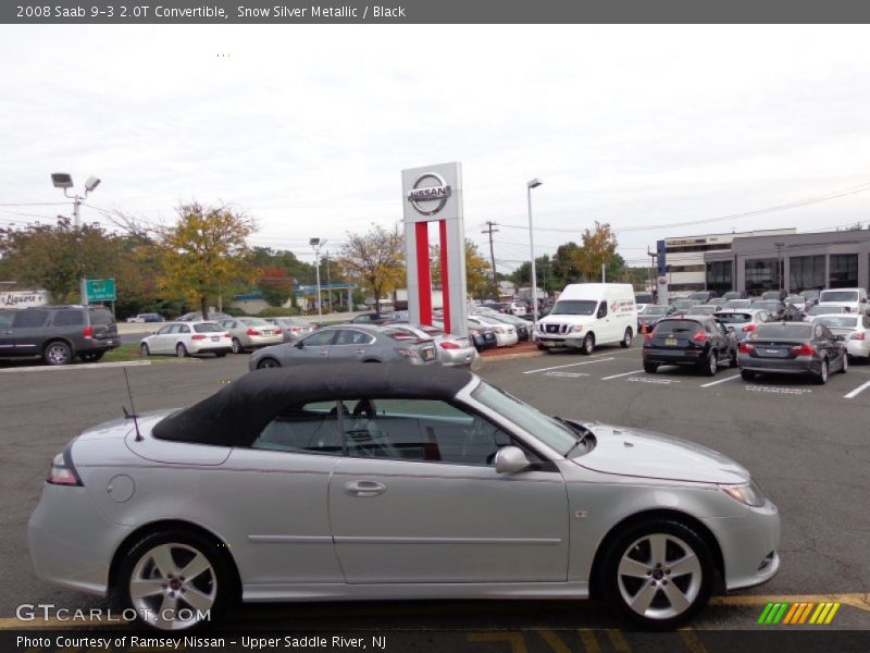 Snow Silver Metallic / Black 2008 Saab 9-3 2.0T Convertible