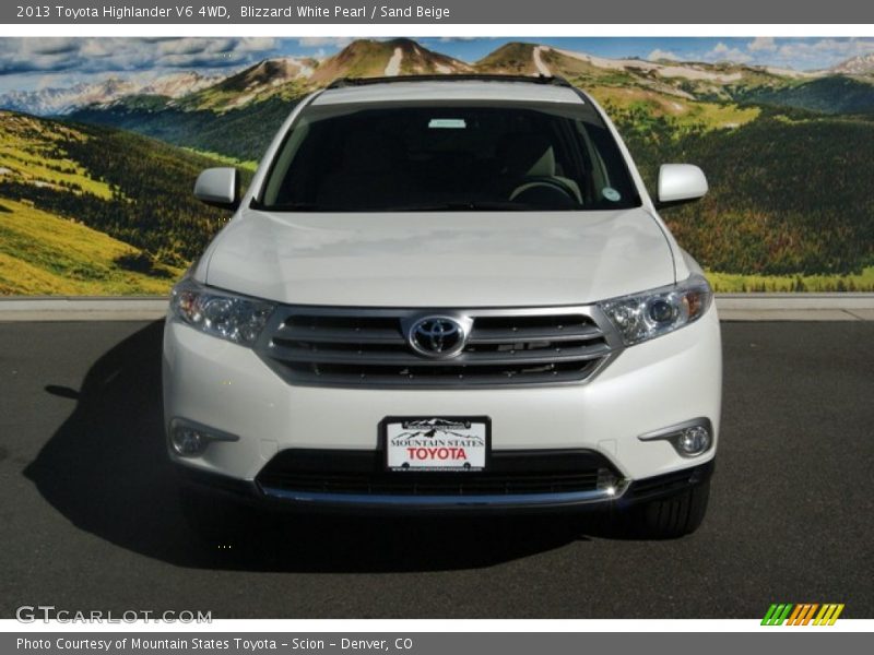 Blizzard White Pearl / Sand Beige 2013 Toyota Highlander V6 4WD