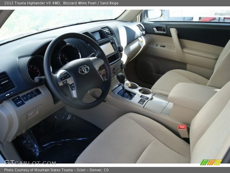 Blizzard White Pearl / Sand Beige 2013 Toyota Highlander V6 4WD