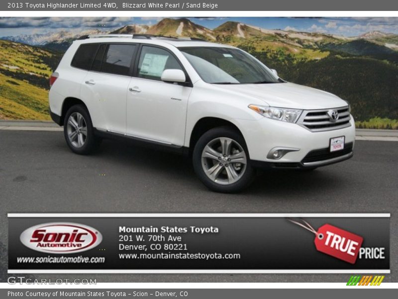 Blizzard White Pearl / Sand Beige 2013 Toyota Highlander Limited 4WD