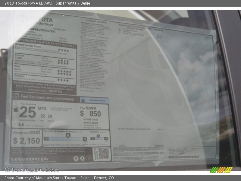 Super White / Beige 2013 Toyota RAV4 LE AWD