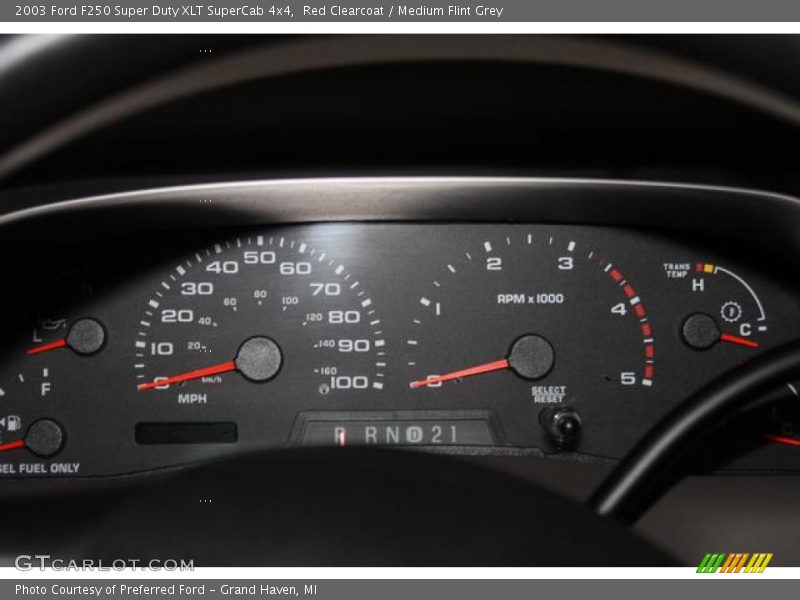 Red Clearcoat / Medium Flint Grey 2003 Ford F250 Super Duty XLT SuperCab 4x4