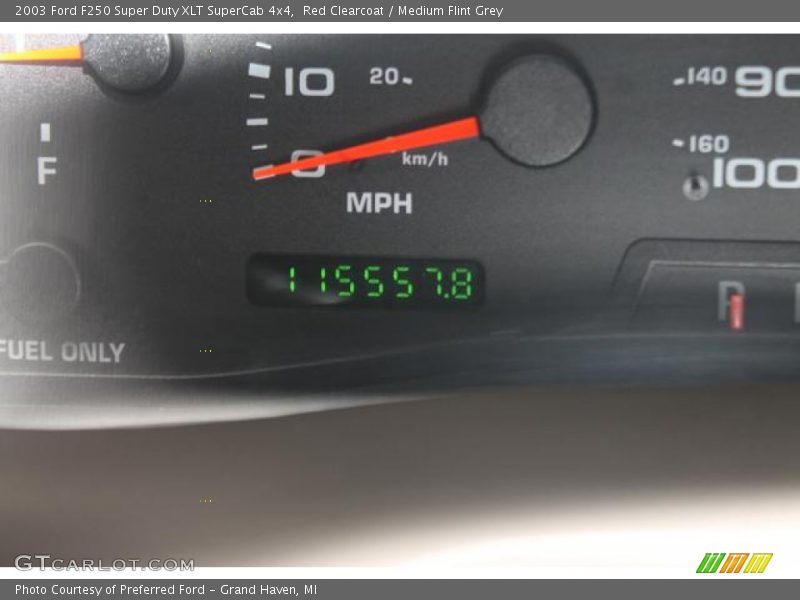Red Clearcoat / Medium Flint Grey 2003 Ford F250 Super Duty XLT SuperCab 4x4