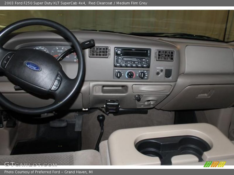Red Clearcoat / Medium Flint Grey 2003 Ford F250 Super Duty XLT SuperCab 4x4