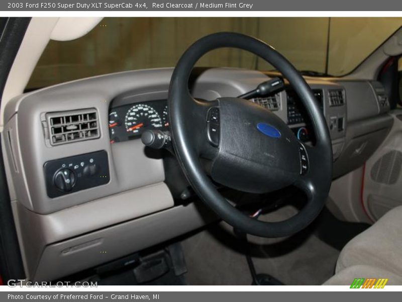 Red Clearcoat / Medium Flint Grey 2003 Ford F250 Super Duty XLT SuperCab 4x4